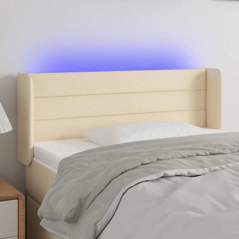 Tête de lit LED réglable avec bande lumineuse en tissu crème 103 x 16 x 78/88 cm - PANGIVO (1/5)