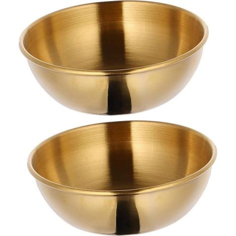 Lot de 2 bols à sauce en acier inoxydable, ronds, dorés, réutilisables, empilables, 200 ml, parfaits pour sauces, desserts, apéritifs, dîners, fêtes, usage quotidien (1/5)