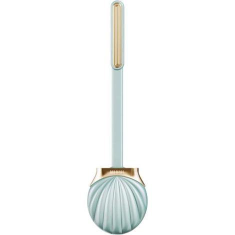 Brosse de toilette en silicone avec support coquillage, manche long, brosse de nettoyage de salle de bain sans impact, verte-AquaForge (1/5)