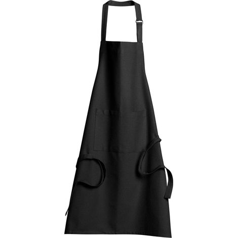 Tablier de cuisine noir en coton recyclé avec poche et attache réglable 85 x 72 cm - PANGIVO