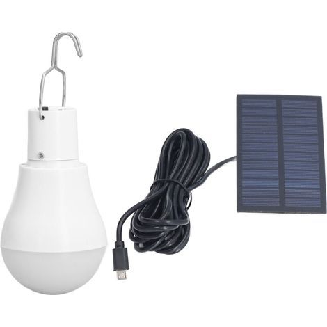 Ampoule solaire LED blanche à économie d’énergie avec crochet – idéale pour le camping, l’extérieur et les situations d’urgence (1/5)