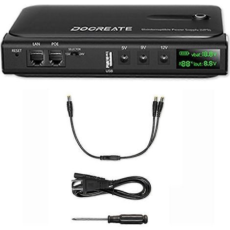 DOCREATE AC85-265V DC1036L Digital Display Router, 5V/9V/12V Glasfasermodem, unterbrechungsfreie Stromversorgung (USV), US-Stecker (1/5)