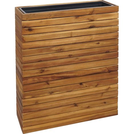 Jardinière en acacia 77x63x23cm – Bac à plantes surélevé avec insert amovible – Pour extérieur – Design sobre et durable – Mendler (1/5)