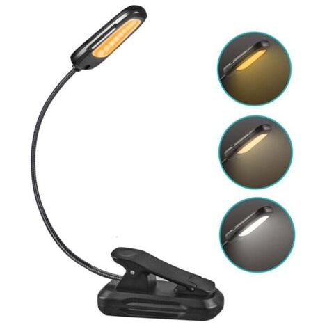 Lampe de Lecture 9 LED Liseuse Lampe Clip Rechargeable USB 9 Modes de Luminosité et 3 Température de Couleur, 360°Cou Flexible Lampe Pince pour Lit, Livre, Veilleuse pour Nuit et Lampe de Chevet ,Lamp (1/4)