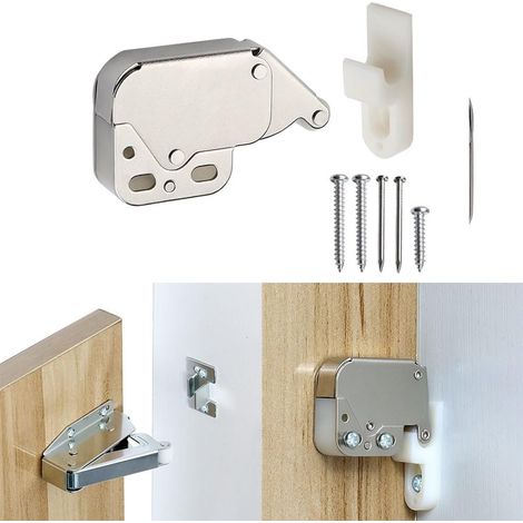 Serrure automatique à ressort pour portes d'armoires, en acier (1/5)