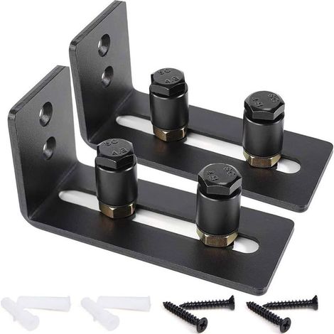 Lot de 2 rouleaux de guidage au sol réglables pour porte de grange coulissante, noir, super lisse et silencieux, facile à installer (2 rouleaux), s'adapte à toutes les tailles de porte (1/5)