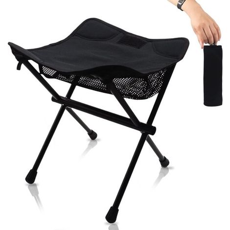 Chaise de camping, chaise pliante d'extérieur en aluminium, repose-pieds de camping, chaise de pêche, chaise de camping pliante, légère et compacte, repose-pieds pliable (1/5)