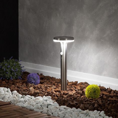 Lampioncino Solare Esterni LED 6W Superficie 45cm con Sensore di Movimiento Helios Inox 4000K Bianco Naturale