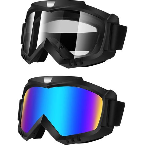 Set mit 2 Motocross-Brillen – Winddichte Rennbrillen für Motorrad, Quad, Fahrrad und Skifahren