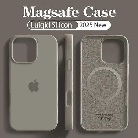 Coque souple en silicone liquide MagSafe d'origine pour Apple iPhone 16, 15, 14, 12, 13 Pro Max, chargement sans fil, avec logo 16. Coque magnétique couleur argile pour iPhone 13.
