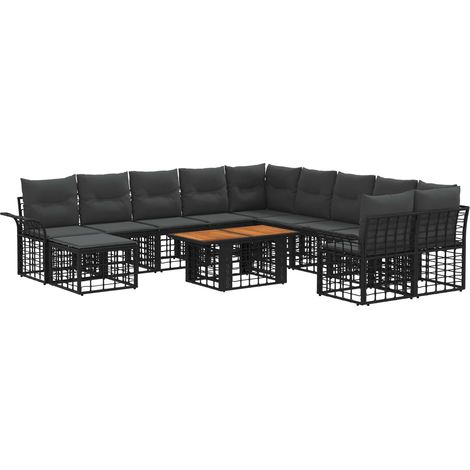 Conjunto de sofás de jardín 12 uds. Negro y gris oscuro vidaXL (1/5)