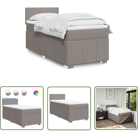 vidaXL Boxspringbett mit Matratze Taupe 100x200 cm Stoff