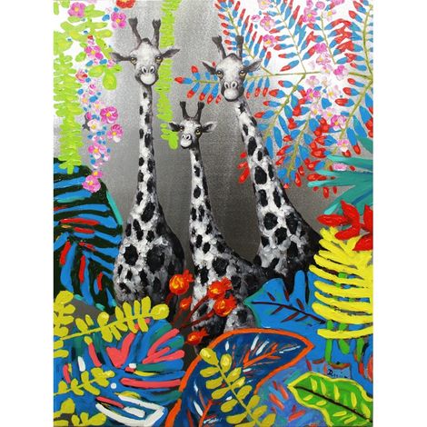 Tableau peinture Girafe 100 x 70 cm style Pop Art - SAVANE (1/3)