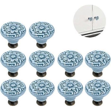 Lot de 10 boutons en céramique, boutons de porte de placard vintage, boutons de tiroir, porte en céramique
