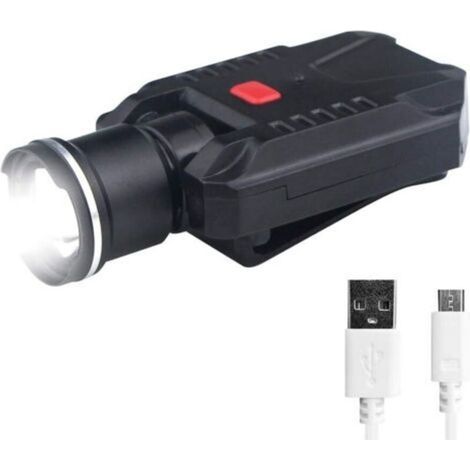 Lampe de casquette LED rechargeable USB, sans anneau rouge et avec zoom