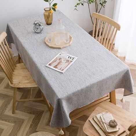 High-quality 132x200 cm cotton and linen tablecloth - washable, waterproof, and wrinkle-resistant. (1/4)