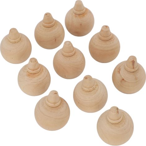 Lot de 10 boules ornements bois à décorer suspendues pour sapin Noël, bricolage embellissements loisirs créatifs jouet dessin 3x4cm (1/5)