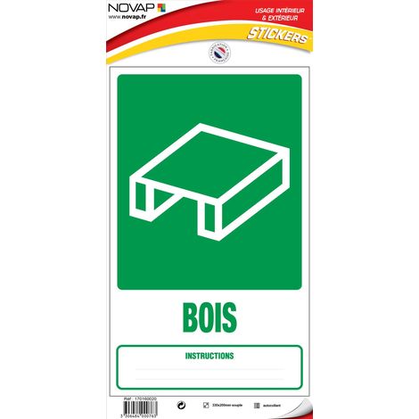 Panneau Dechets bois - Vinyle adhésif 330x200mm - 4000763