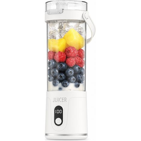 Blender Portable Rechargeable USB avec Gobelet, Écran LCD, Blanc (1/5)
