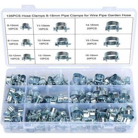 BARKBUSTERS Lot de 135 colliers de serrage pour tuyau de carburant - 8-18 mm - En silicone galvanisé (1/4)