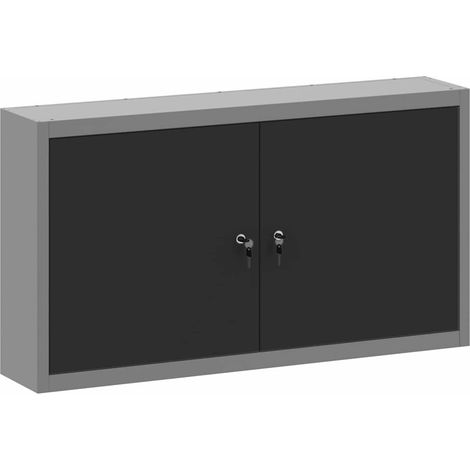 Armoire à outils avec étagère Noir et gris 50 x 20 x 55 cm