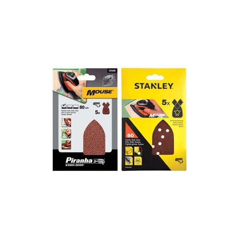 SET 5 FOGLI ABRASIVI CON VELCRO PER MOUSE- - grana 180 (STA31014) - 1 blister STANLEY