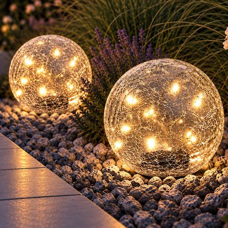 2 lampade da esterno a LED, lampade solari, lampade da giardino, resistenti agli spruzzi d'acqua, vetro trasparente, D 15 cm (1/5)