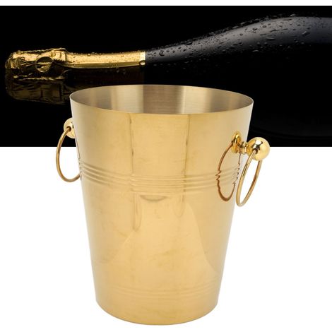 Seau à glace en acier inoxydable, seau à glace de bar, seau à vin, grand format doré (1/5)