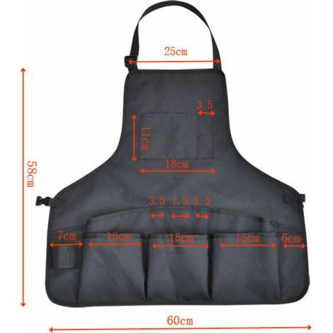 (noir) Tablier de Jardinage Tablier Jardinier en Tablier de Travail en Tablier de Protection Réglable pour Outils de Jardin (1/5)