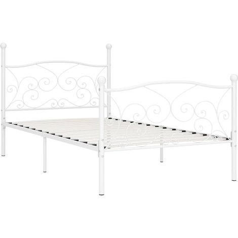 Maison Exclusive - Bettgestell mit Lattenrost Weiß Metall 100 × 2 (1/5)