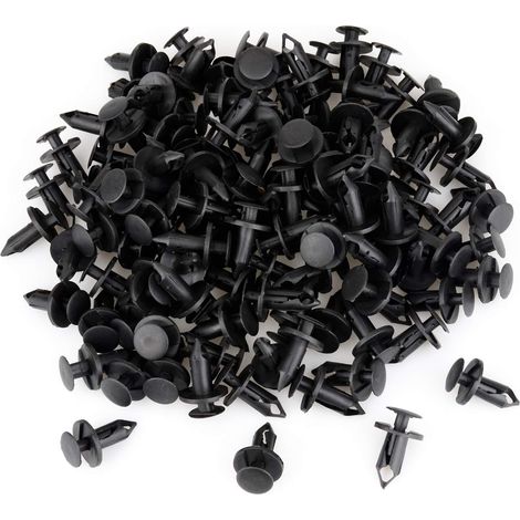 120 clips de fixation en plastique pour voiture, rivets noirs, rivets en plastique, ailettes, trous de pression de 8 mm (1/5)