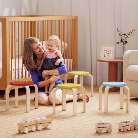 Chaise empilables patins feutre contreplaqué de bouleau laqué multicolore (1/5)