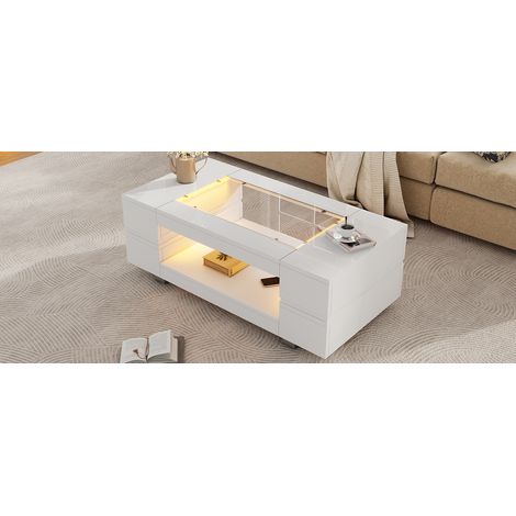 Table de salon en verre LED, contrôlée par l’application Bluetooth. Conforme à des utilisations comme les fêtes, le bureau ou le salon. (1/5)