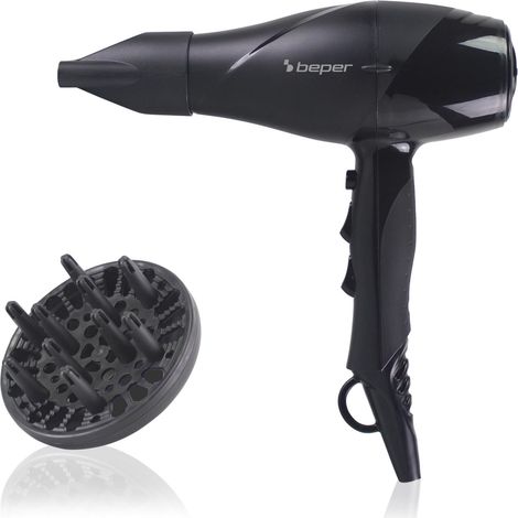 BEPER P301ASC002 Asciugacapelli Professionale 2200W, Phon Capelli con 2 Velocità, 3 Temperature, Colpo d’Aria Fredda, Diffusore Volume e Concentratore Styling, Motore lunga durata (1/5)