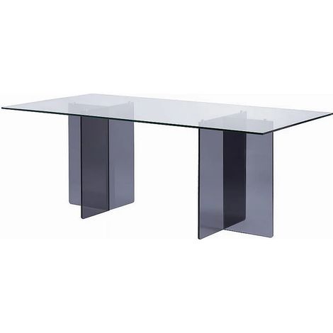 Table à manger 8 personnes en verre trempé - Transparent et anthracite - BYLENA (1/5)