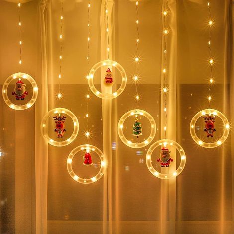 Rideau lumineux LED, 3 m x 0,5 m, 8 modes, thème Noël, pour fêtes, mariages, fenêtres, arbres et décorations saisonnières.-AquaForge (1/5)