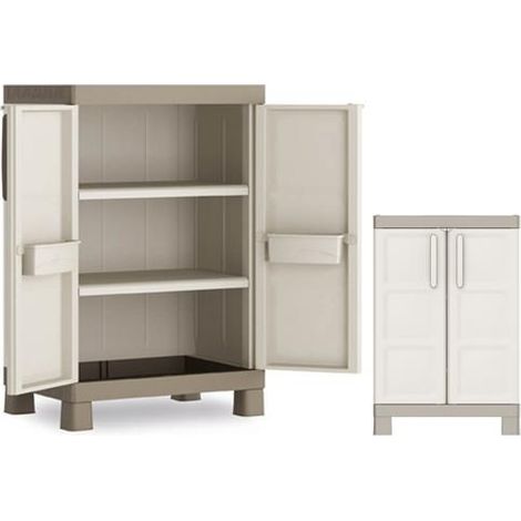 ARMADIO RESINA BASSO 2 RIPIANI """EXCELLENCE KETER""" BEIGE/TORT.L65 P45 H97