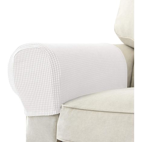 Lot de 2 housses d'accoudoir de fauteuil de canapé extensible Jacquard housses d'accoudoir de protection de meubles antidérapantes pour canapé inclinable avec outils de fixation gratuits