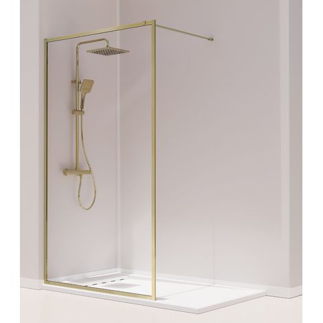 KASSANDRA FR103 FRESH Mampara Ducha Fija Oro Cepillado - Medida: 80 CM - ref: FR1033618S195080