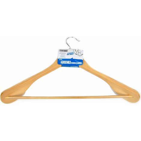 Percha de Madera Natural Curvada Antideslizante