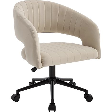 Sedia da ufficio Altezza regolabile in Velluto Beige e Nero - TIRIESI (1/5)