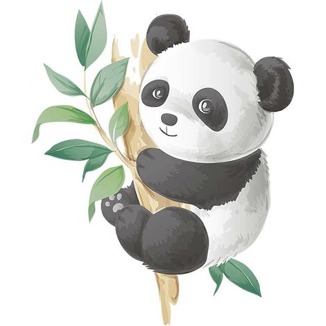 Stickers muraux panda et branche d'arbre, autocollants animaux à coller et décoller pour la décoration de la chambre d'enfant. (1/5)