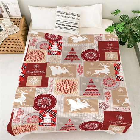Khakifarbene 3D-Flanelldecke, leichte und warme Decke, ideal für Urlaub/Reisen/Sofa, Maße 130 x 150 cm