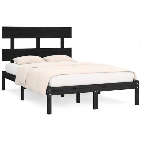 Maison Exclusive - Estructura de cama de madera maciza negra 140x (1/5)