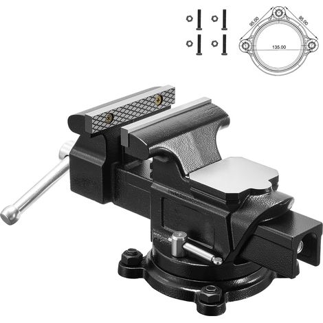 Mophorn Étau d'établi avec mâchoire de 100 mm, base pivotante à 360°, conçu en fonte ductile avec enclume intégrée, profondeur de gorge de 57 mm et ouverture de mâchoire de 120 mm (1/5)
