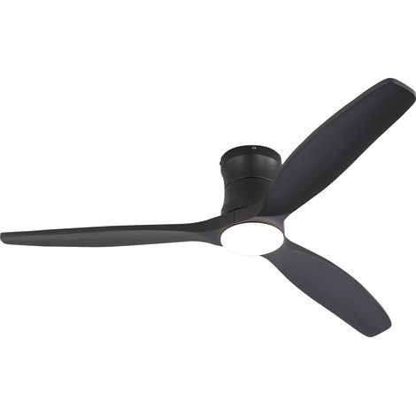 Ventilatore da soffitto 132 cm con luce, metallo e legno nero opaco, telecomando - CHICFURN (1/5)