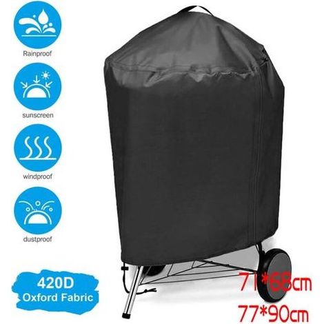 Housse barbecue ronde 420D imperméable protection pluie poussière UV 105x49x102cm (1/5)