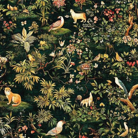 Papier Peint Autocollant Tropical,44 X 500Cm,Motif Floral Tropical,Jungle,Floral,Oiseaux,Plantes,Forêt,Autocollant Pour Meub[BI12] (1/5)