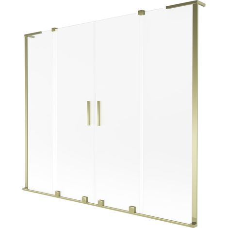 Mexen Velar L Duo mampara de bañera corredera de 2 hojas 180 x 150 cm, escarchado, dorado - 896-180-003-32-50 (1/2)