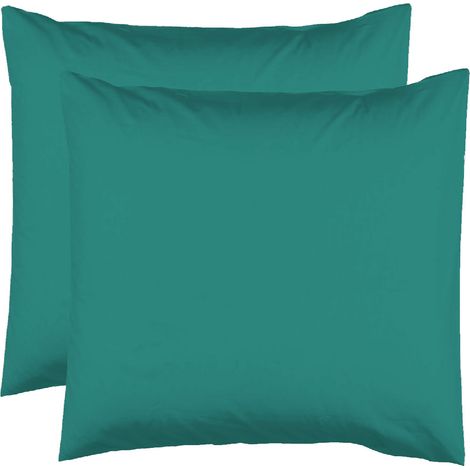 2 Taies d'Oreiller 63 x 63 cm - Vert Turquoise (1/3)